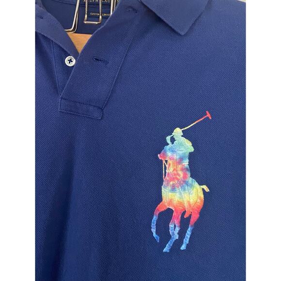 Polo Ralph Lauren Other - Polo Ralph Lauren Big Rainbow Pony Custom Slim Fit Medium Mens Polo Navy